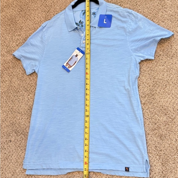 NEW Margaritaville Light Blue Cotton Polo Shirt Men L Coastal Resort Casual Golf - Picture 7 of 12